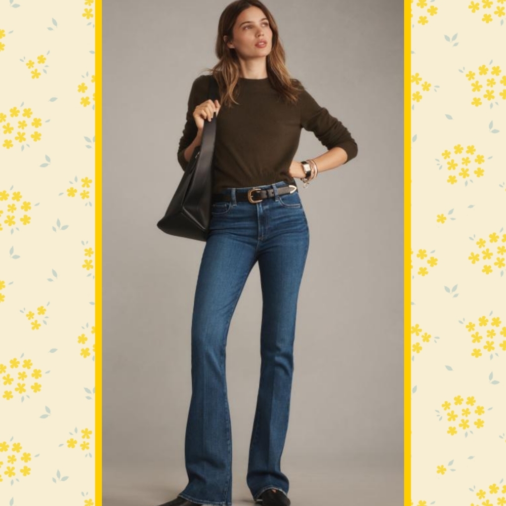 Paige Laurel Canyon Medium Wash Mid Rise Flare Jeans Size 28